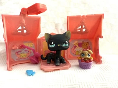 Auténtico LPS Littlest Pet Shop Cuddliest #994 pelo corto gato negro ojos de aguamarina Foto 1 de 4