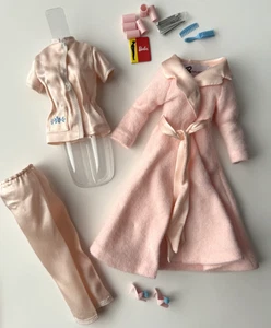 Barbie Sleepytime Gal Repro Reproduction Pink Satin Pajamas, Flannel Robe Shoes, - Picture 1 of 8