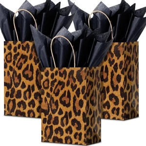 16 Stück Leopardenmuster Geschenktüten mit Taschentuch Dschungel Safari Party Gastgeschenk und Hand... - Bild 1 von 7