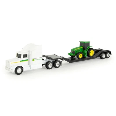 ERTL, Camion 6x4 bianco con portattrezzi e trattore JOHN DEERE, 1/64,  ERT373... - Immagine 1 di 2