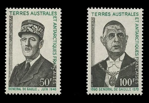 FSAT Sc# 52-3, 1972 CHARLES DE GAULLE - MINT F-VF NH SET OF 2 - Picture 1 of 2