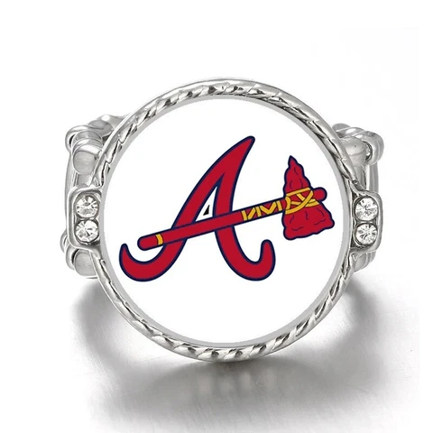 Atlanta Braves Womens Adjustable Silver Crystal Acccent Ring w Gift Pkg D12 Cover