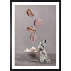 Decorazione Murale Pannello Con Cornice Immagine Grafica Macarons I 50x70cm  - Foto 1 di 3
