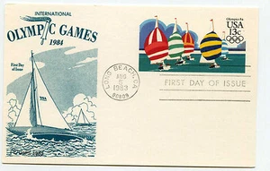 UX100 13c Yachting Olympics 84, GAMM, FDC - Picture 1 of 1