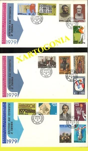GREECE 1979, ANNIVERSARIES AND EVENTS A & B, 3 FDCs - Picture 1 of 1