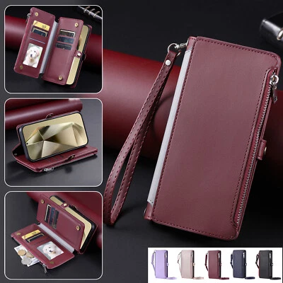 Leather Flip Zip Wallet Card Stand Phone Case Cover For OnePlus 1+12 1+11 1+Nord - Image 1 of 4