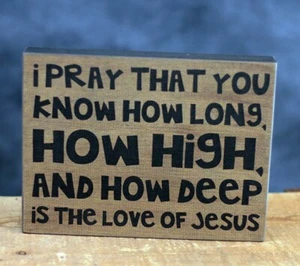 Primitives Dekor Holzschild Die Liebe Jesu inspirierender Regalsitter - Bild 1 von 1