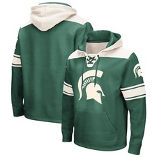 Men's Colosseum Green Michigan State Spartans Big & Tall Hockey Lace-Up Pullover