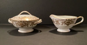 Noritake 175 Christmas Ball Japan Sugar and Creamer Style 4 Gold Backstamp  - Picture 1 of 16
