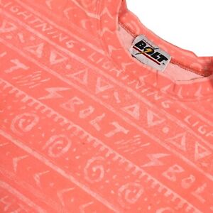 VTG Lightning Bolt Aztec/Southwest S/S T-Shirt Light Orange • Large