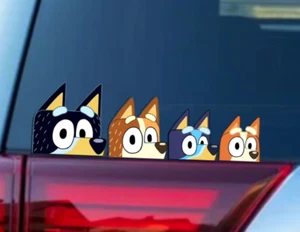 Family of 4 Bluey Car Stickers SO CUTE! - Picture 1 of 2