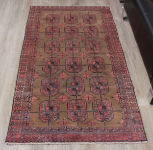 3x6 Vintage Wool Brown Hand Knotted Carpet Oriental Traditional Area Rug