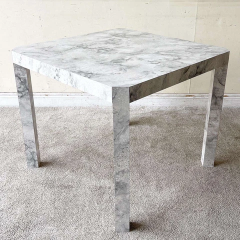 Postmodern White and Gray Faux Marble Dining Table Cover