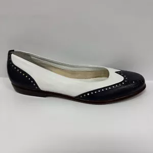 G.H. Scarpe slip-on Bass Symphony Wingtip in pelle nero/bianco da donna taglia 7,5 - Foto 1 di 9