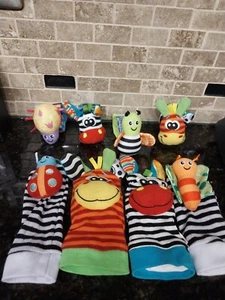 Playgro Baby Toys Socks & Wrist Rattles Bright Starts Sensory Animals Colorful - Picture 1 of 11