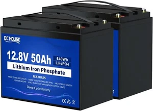 DC House 12V 50Ah  Lithium Battery*2  LiFePO4 Deep Cycle BMS Solar Panel Home RV - Picture 1 of 9