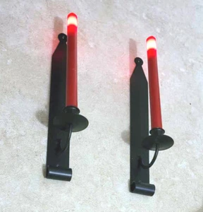 2 Matching Amish Hand Made Wrought Iron Strap Taper Candle Sconce 13.5" x 1.750" - Picture 1 of 8