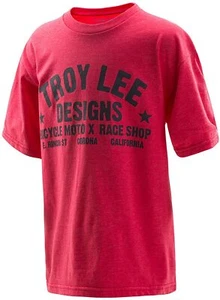 Troy Lee Designs TLD Youth Race Shop Short Sleeve Tee T-Shirt Heather Red Medium - Picture 1 of 1