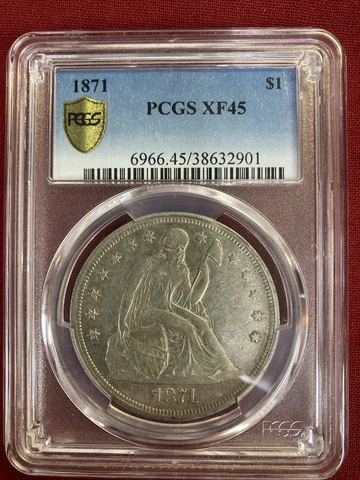 1871 $1 Liberty Seated Dollar Xf45 Pcgs Oc-9 R3 True View Cover