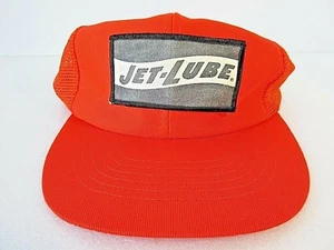 Vintage Jet-Lube Patch Orange Mesh Snapback Hat Cap - Picture 1 of 7