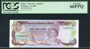 Belize 1980 10 Dollars P40a PCGS 66 PPQ GEM UNC - Picture 1 of 2