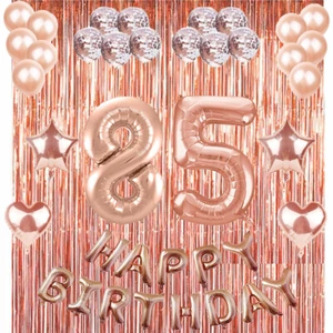 85th Rose Gold Happy Birthday Banner Confetti Balloon Party Decoration Supplies - Picture 1 of 3