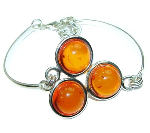 Excellent Baltic Amber .925 Sterling Silver entirely handcrafted Bracelet - Picture 1 of 3