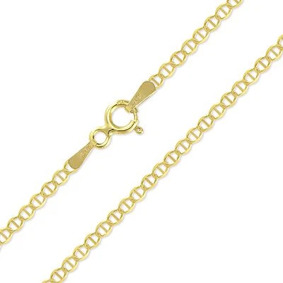 14K Solid Yellow Gold Custom Mariner Choker Necklace Chain 2mm11-15" Anchor Link - Image 1 of 3