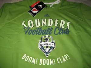 WOMENS ADIDAS MLS SOCCER SEATTLE SOUNDERS BOOM BOOM CLAP HOODIE LARGE GREEN NWT - Picture 1 of 2