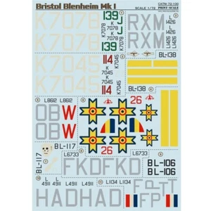 Decal airplane 1:72 Bristol Blenheim The complete set 2 leaf Print Scale 72-100  - Picture 1 of 24