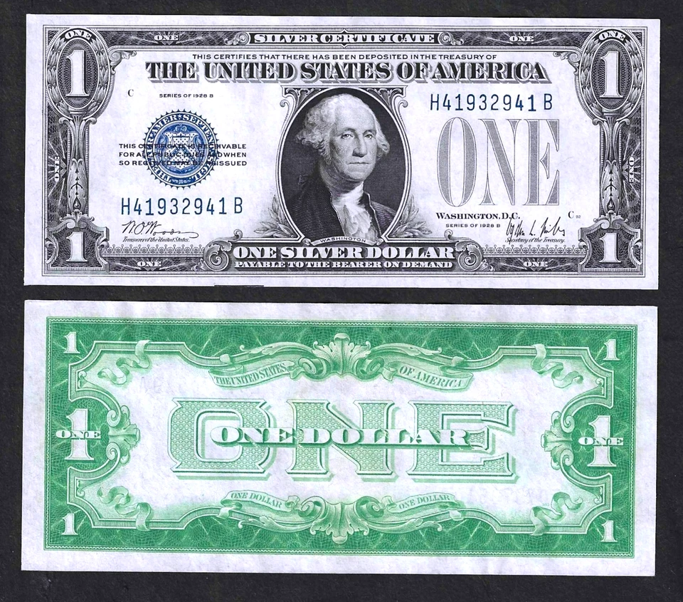 1928-B $1 SILVER CERTIFICATE ~ FUNNY BACK TYPE ~ GEM CRISP UNCIRCULATED NOTE - Image 1 of 2