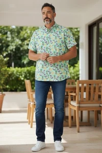 Chubbies Ananas Kokos Knopfleiste Stretch Kurzarm XL - Bild 1 von 8