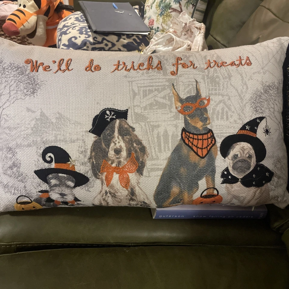 万圣节装饰枕头狗服装 14x28 腰部诡计零食  — 第 1/4 张图片