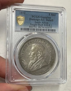 South Africa - 1892 Large Silver 5 Shillings (PCGS AU Detail) - Picture 1 of 6
