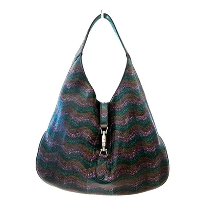 Gucci Jackie Python Leather Green Purple Large Shoulder Bag - Image 1 of 4