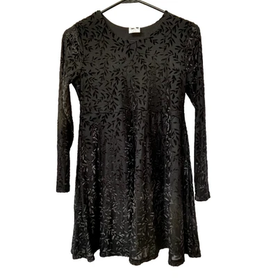 Mini Vestido Negro Floral Terciopelo Burnout Junior Talla L Gótico Y2K Años 90 Whimsigoth Foto 1 de 4