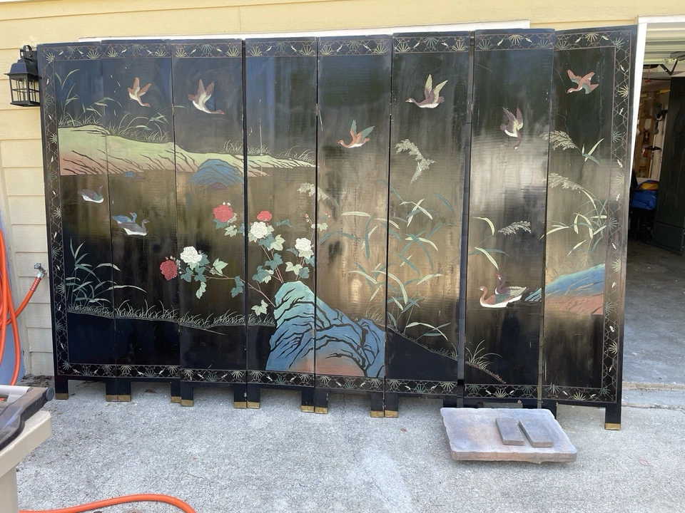 Impresionante divisor de habitación de madera de 8 paneles Foto 1 de 3