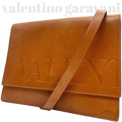 VALENTINO Bolso de Hombro Bandolera Logo Cuero Marrón Mujer Auténtico - Imagen 1 de 4