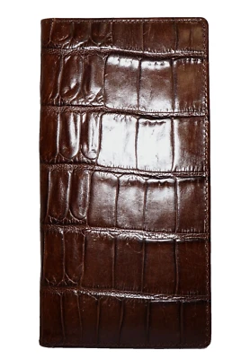 Wilson'S 皮革质朴棕色浮雕皮革修身双折钱包 7x3.5 — 第 1/4 张图片