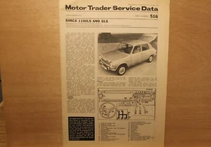 Original SIMCA 1100LS & GLS (1972) Motor Trader Service Data No. 516 - Picture 1 of 1
