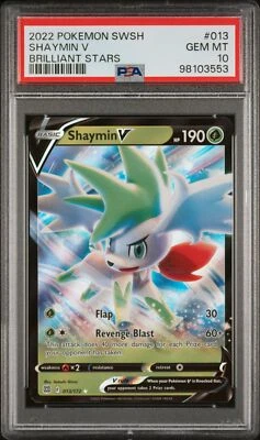 2022 POKEMON SWORD & SHIELD BRILLIANT STARS #13 SHAYMIN V PSA 10 POP 38! - Image 1 of 2