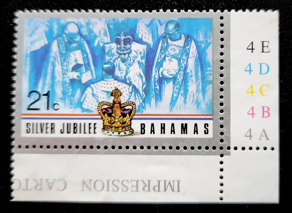 Bahamas #404 (A57) en estado bastante bueno MNH - 1977 21c Toma y firma de juramento - Jubileo de plata Foto 1 de 1