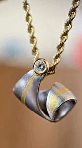 Platin Anhänger Mit 0,1 ct Brillant iF Kettenanhänger 950 Platin & Gelbgold - Bild 1 von 9