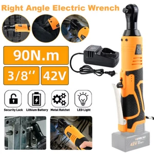 42V 66ft-lbs 3/8'' Electric Cordless Right Angle Ratchet Wrench+2 Batteries Kit - Picture 1 of 14