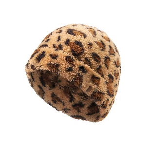 Leopard Print Beanie Hat Skull Cap Winter Fleece Hat Soft Warm Hat for Men Women - Picture 1 of 22