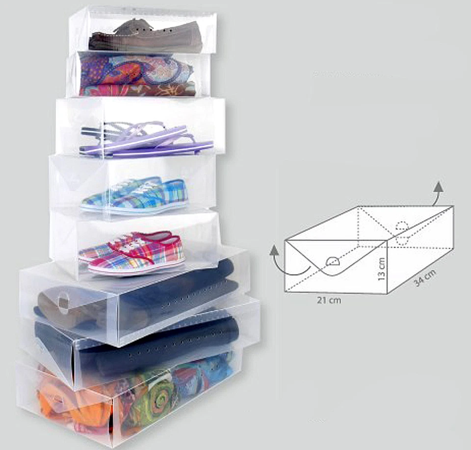 4 Pezzo Scatola da Scarpe Trasparente Herrengröße Sneaker Salvaspazio - Immagine 1 di 1