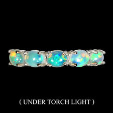 Unheated Oval Fire Opal 5x4mm 14K White Gold Plate 925 Sterling Silver Ring 8