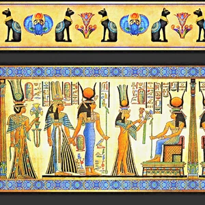 QUILTING TREASURES EGYPTIAN PRINT FABRIC- PHARAOH STRIP DESIGNS - 2 YDS - Picture 1 of 1