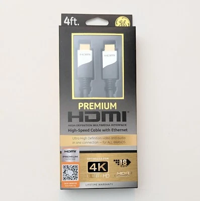 GE Premium HDMI 4 ft High Speed Cable with Ethernet Optimized for 4K Ultra HD - Image 1 of 2