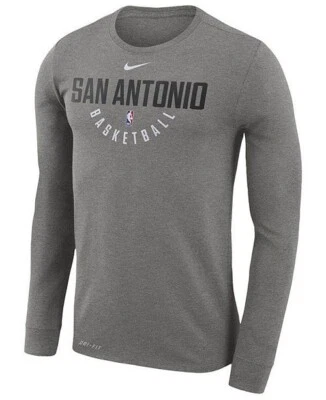 NIKE NBA SAN ANTONIO SPURS SHIRT DRY PRACTICE SHOOT GRAY Athletic Cut Dri-fit - Image 1 of 3